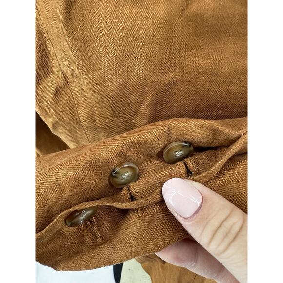 Evereve L Women Alexa Double Breasted Linen Blazer Unlined Padded Shoulder Z26 - Picture 4 of 11